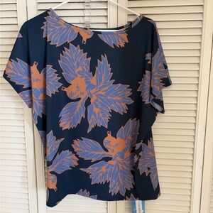 BRAND NEW! Ulu Print Women's Top - navy Blue and Orange